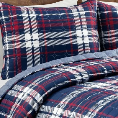 Best Sale 💯 Lush Decor Grayson Farmhouse Plaid Reversible Quilt Set Navy/Red - Lush Décor 🎁 5 Best Sale 💯 Lush Decor Grayson Farmhouse Plaid Reversible Quilt Set Navy/Red - Lush Décor 🎁 - Image 3